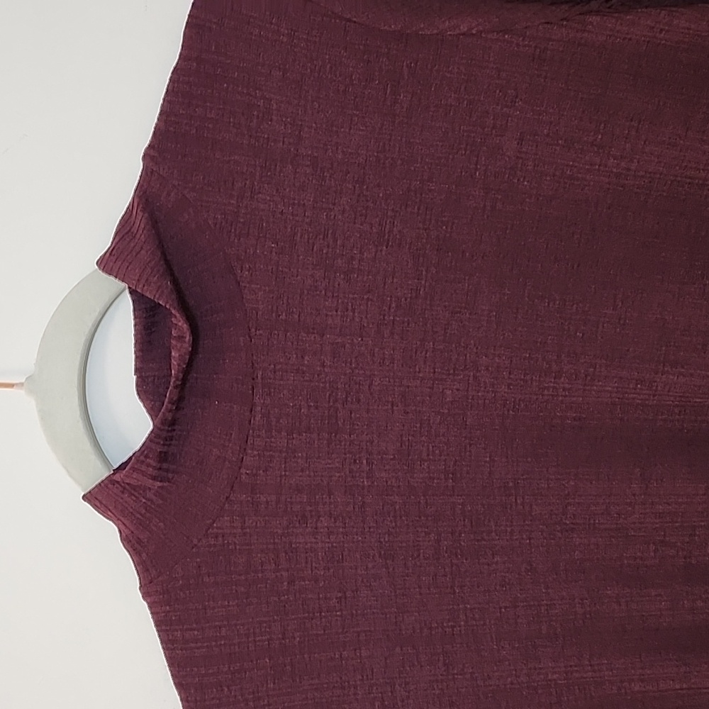 Reiss Savannah Jersey Ribbed Flared Mini Dress Burgundy Sz 10 - Picture 12 of 16